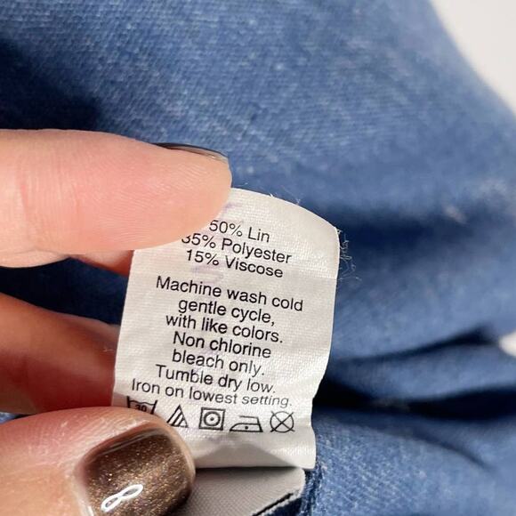 Madewell XS Blue Rio Cover Up Dress in Chambray Linen Off The Shoulder Textural - Picture 7 of 8